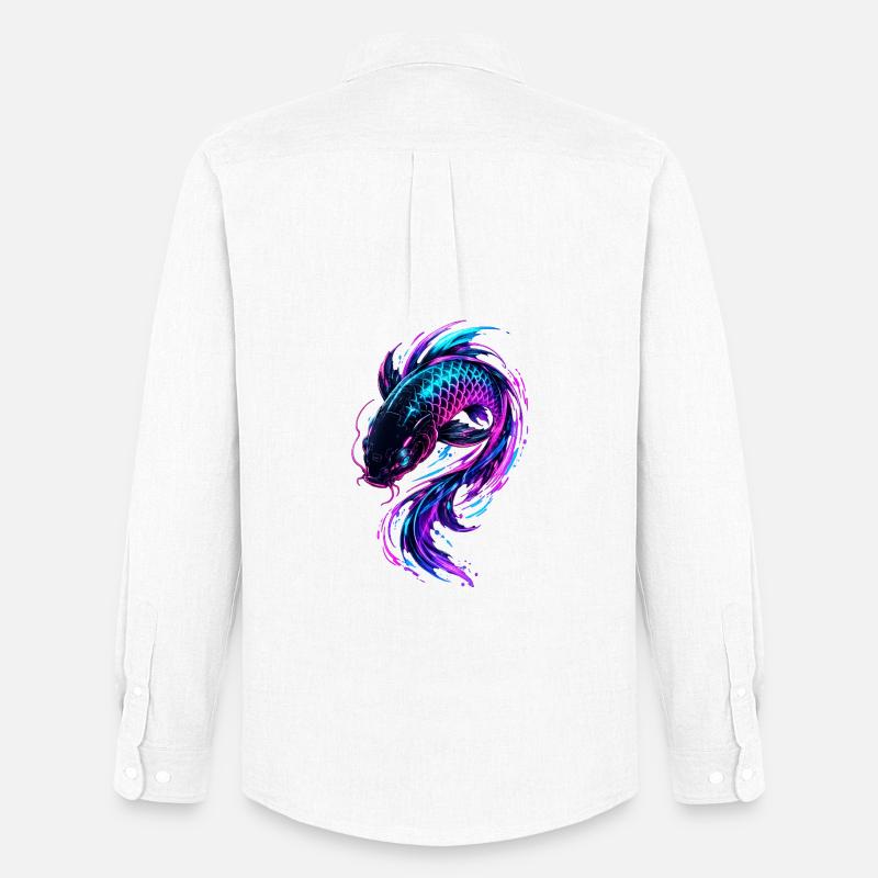 Neon Koi Flow - Männer Oxford Hemd von Stanley/Stella - Weiß