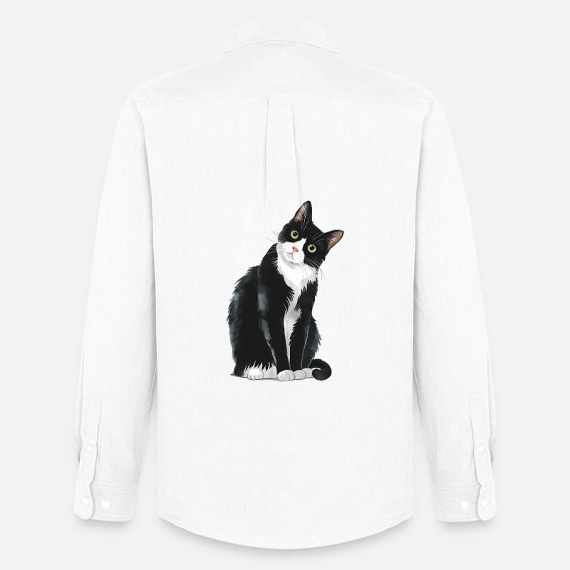 Gatto bianco e nero - Stanley/Stella Camicia Oxford uomo - bianco