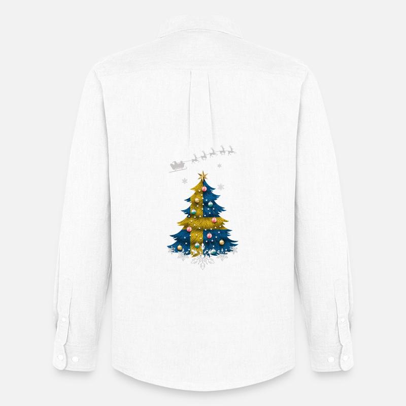 Weihnachtsbaum mit Schweden-Flagge - Männer Oxford Hemd von Stanley/Stella - Weiß