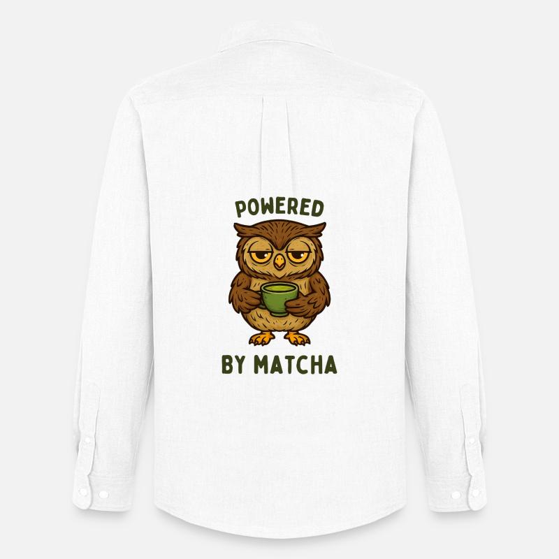 Powered by Matcha Eule - Männer Oxford Hemd von Stanley/Stella - Weiß