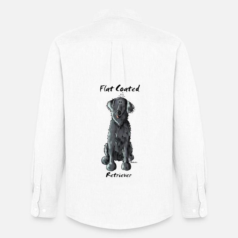 Witziger Flat Coated Retriever - Hund - Männer Oxford Hemd von Stanley/Stella - Weiß