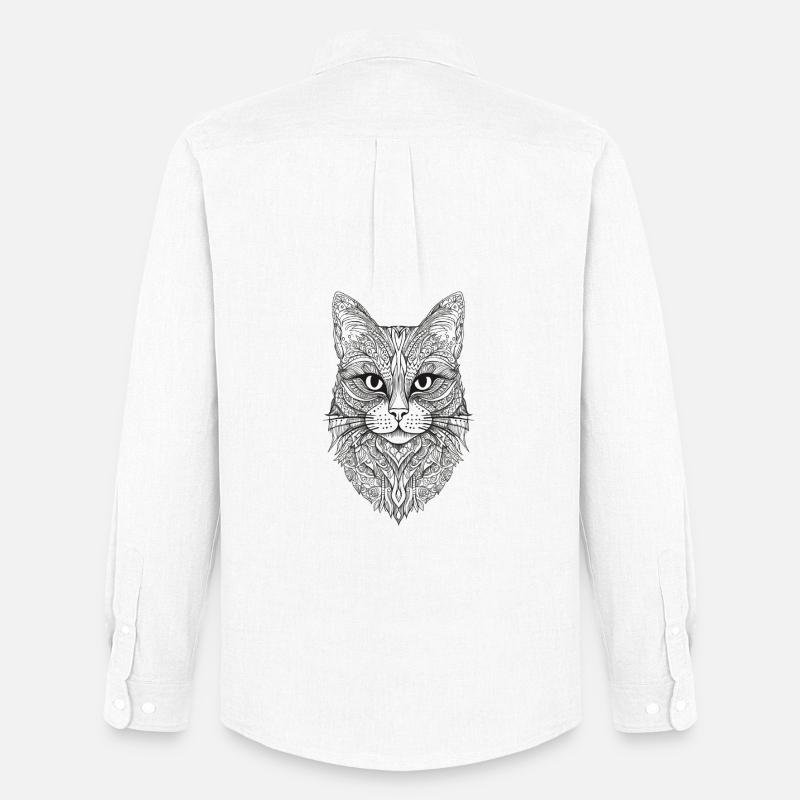 Katze Mandala Design - Männer Oxford Hemd von Stanley/Stella - Weiß