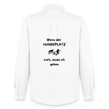 Wenn_der_HUNDEPLATZ_ruft-_muss_ich_gehen_-1- - Chemise Oxford homme Stanley/Stella - blanc - Dos - AI Model Male 185 dark (185cm)