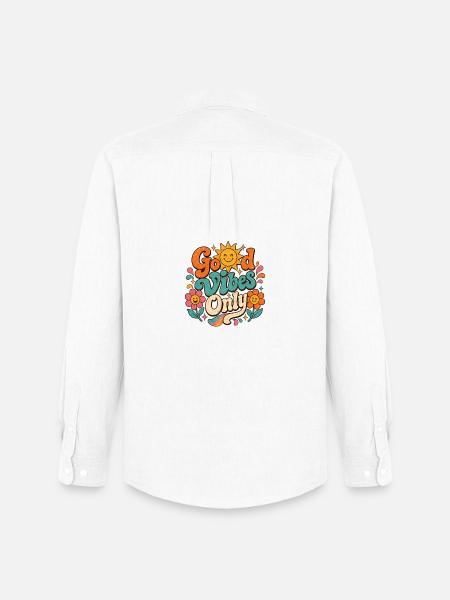 Good Vibe's Only Retro Floral - Men's Oxford Shirt by Stanley/Stella - white