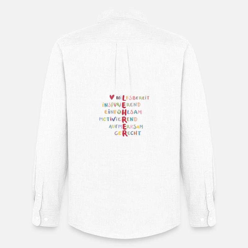 Farbenfrohe Werte Collage – Hilfsbereit - Männer Oxford Hemd von Stanley/Stella - Weiß