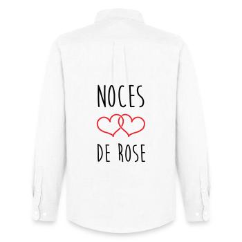 Noces de Rose 17 ans de mariage - Chemise Oxford homme Stanley/Stella - blanc - Dos - AI Model Male 185 dark (185cm)