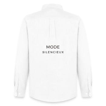 Mode_silencieux - Chemise Oxford homme Stanley/Stella - blanc - Dos - AI Model Male 185 dark (185cm)