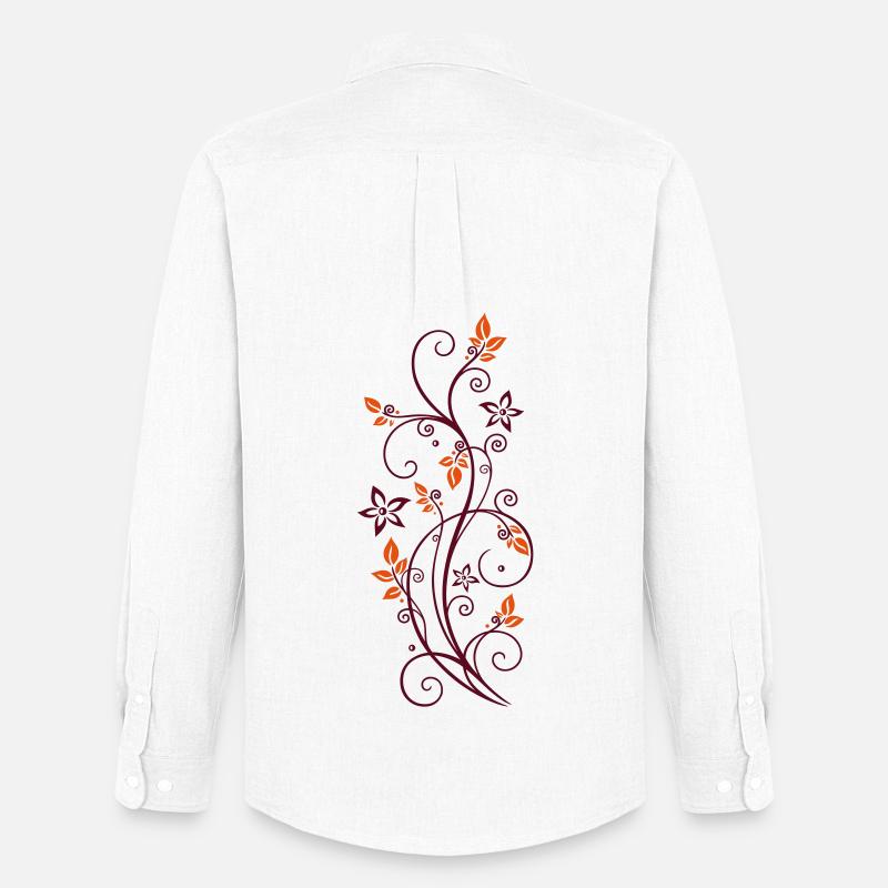 Filigrane Ranke mit Blättern und Blumen. - Männer Oxford Hemd von Stanley/Stella - Weiß