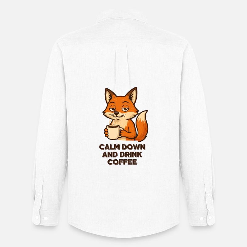 Kaffee Fuchs Chillmodus Espresso Design Tiere - Männer Oxford Hemd von Stanley/Stella - Weiß