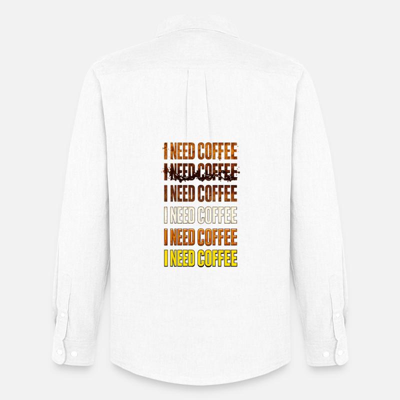 Ich brauche Kaffee – Farbverlaufstext - Männer Oxford Hemd von Stanley/Stella - Weiß
