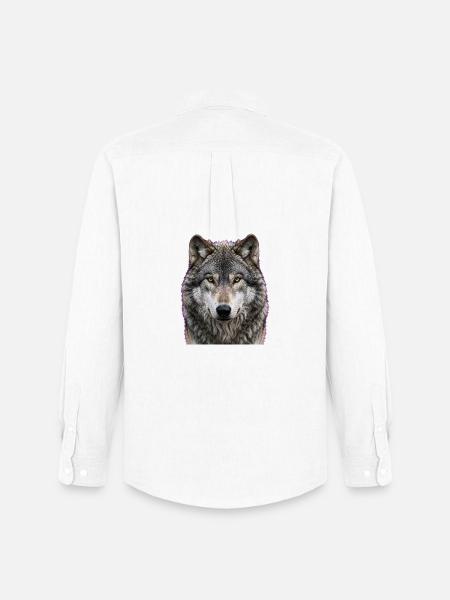 Midnight Wolf Portrait - Men's Oxford Shirt by Stanley/Stella - white