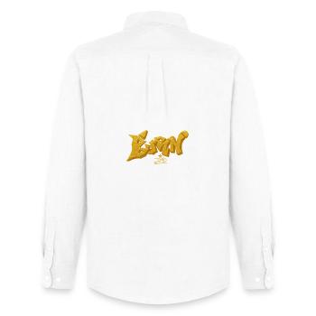 Gold Glitzer Graffiti BANG Design - Männer Oxford Hemd von Stanley/Stella - Weiß - Hinten - AI Model Male 185 dark (185cm)