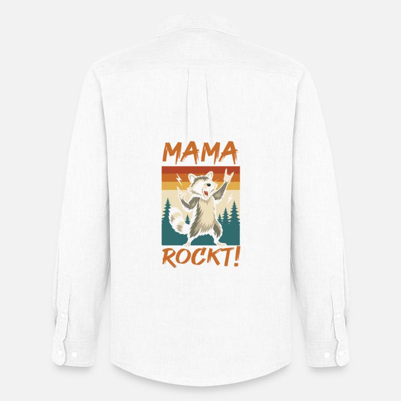WaschbĂ€r Mutter Coole Rocker Mama - MĂ€nner Oxford Hemd von Stanley/Stella - WeiĂ