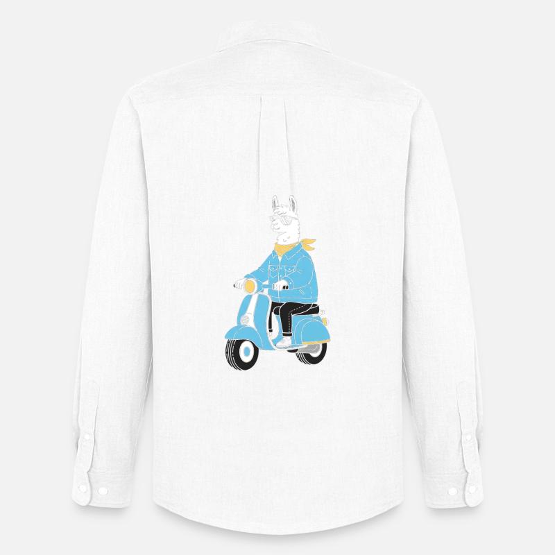 Lama Denim Scooter - Männer Oxford Hemd von Stanley/Stella - Weiß