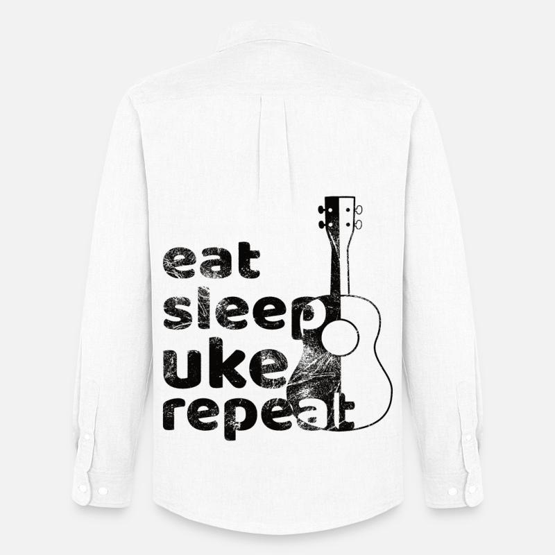 eat sleep uke repeat! schwarz - Männer Oxford Hemd von Stanley/Stella - Weiß