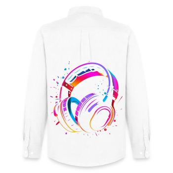 des années 90 casque Retrowave - Chemise Oxford homme Stanley/Stella - blanc - Dos - AI Model Male 185 dark (185cm)