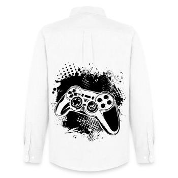 Game Controllers - Men's Oxford Shirt by Stanley/Stella - white - Back - AI Model Male 185 dark (185cm)