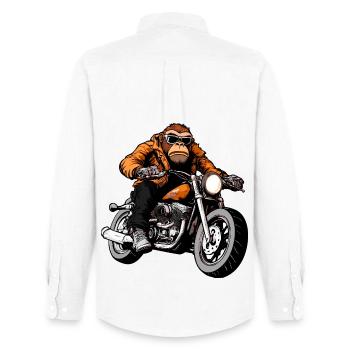 Singe Motard - Chemise Oxford homme Stanley/Stella - blanc - Dos - AI Model Male 185 dark (185cm)