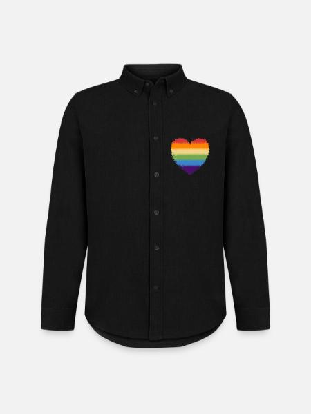 Swirled rainbow heart logo - Men's Oxford Shirt by Stanley/Stella - black