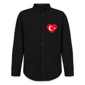 Cœur drapeau turc - Chemise Oxford homme Stanley/Stella - noir - Devant - AI Model Male 185 dark (185cm)