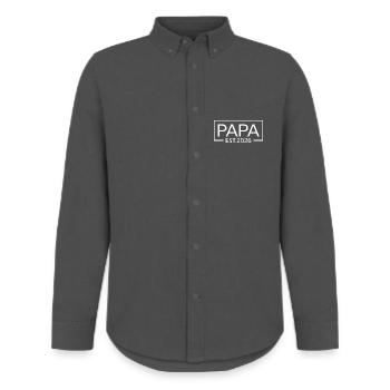 Papa 2026 Papi since 2026 Papa est 2026 - Men's Oxford Shirt by Stanley/Stella - anthracite - Front - AI Model Male 185 dark (185cm)