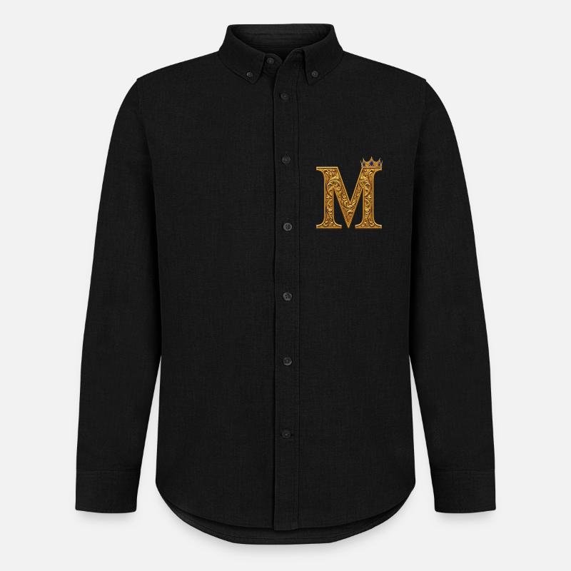 Barockes M Monogramm aus Gold - Männer Oxford Hemd von Stanley/Stella - Schwarz