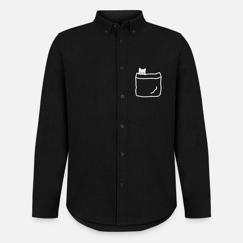 Pockets cats - Männer Oxford Hemd von Stanley/Stella - Schwarz