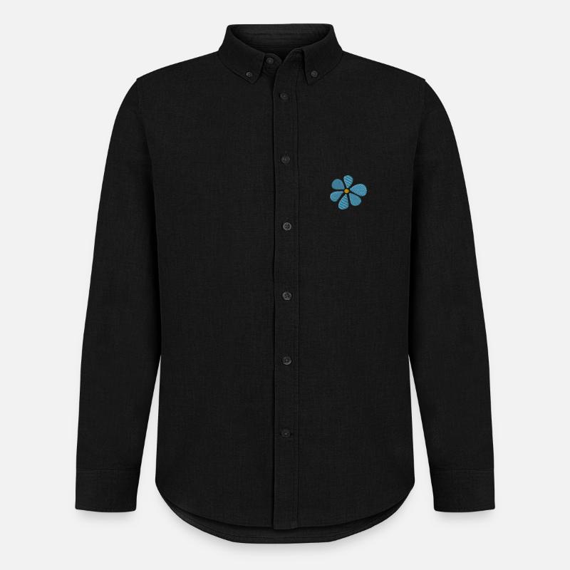Gänseblümchen bestickt - Männer Oxford Hemd von Stanley/Stella - Schwarz