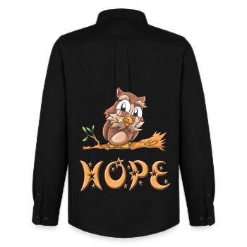 Hibou Hope - Chemise Oxford homme Stanley/Stella - noir - Dos - AI Model Male 185 dark (185cm)
