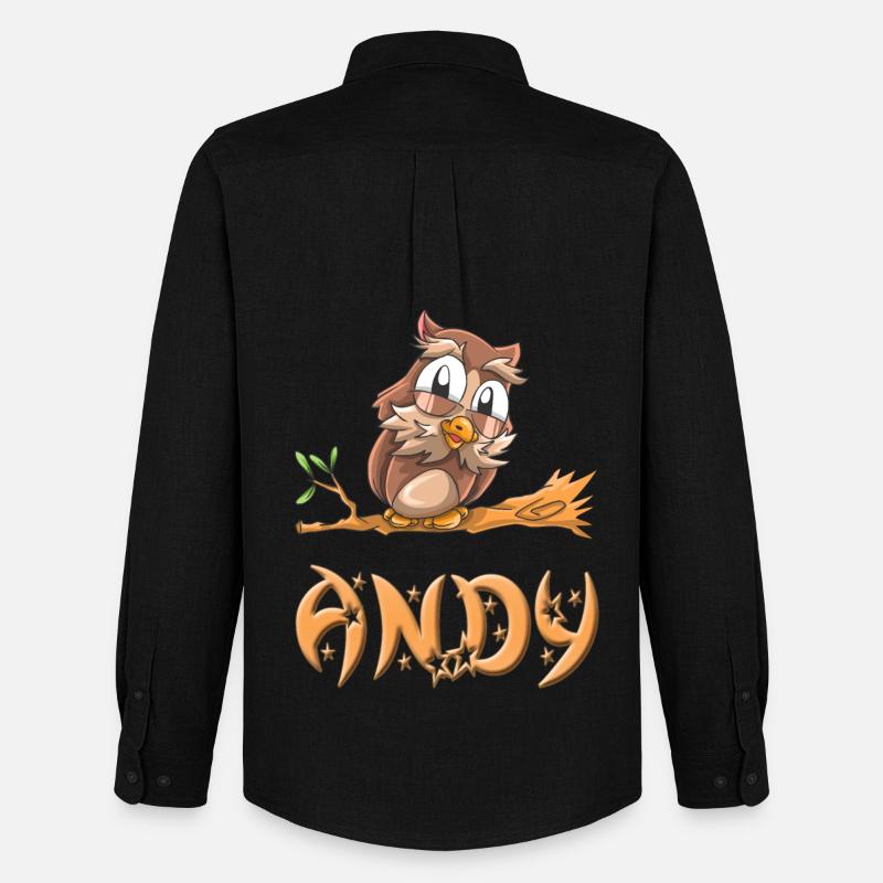 Eule Andy - Männer Oxford Hemd von Stanley/Stella - Schwarz