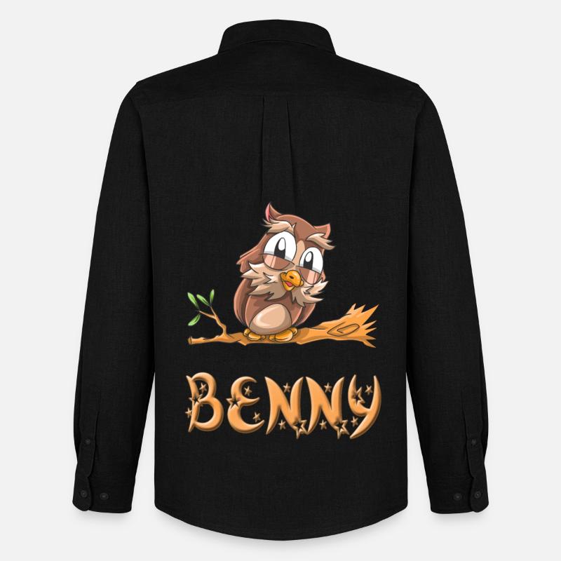 Eule Benny - Männer Oxford Hemd von Stanley/Stella - Schwarz