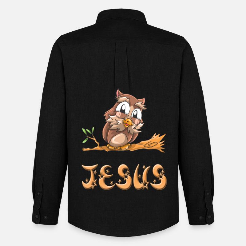 Eule Jesus - Männer Oxford Hemd von Stanley/Stella - Schwarz