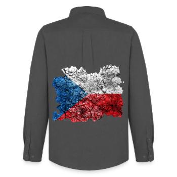 République Tchèque Drapeau Vintage - Chemise Oxford homme Stanley/Stella - charbon - Dos - AI Model Male 185 dark (185cm)