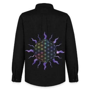 Flower of Life Sun Mandala Rainbow - Men's Oxford Shirt by Stanley/Stella - black - Back - AI Model Male 185 dark (185cm)