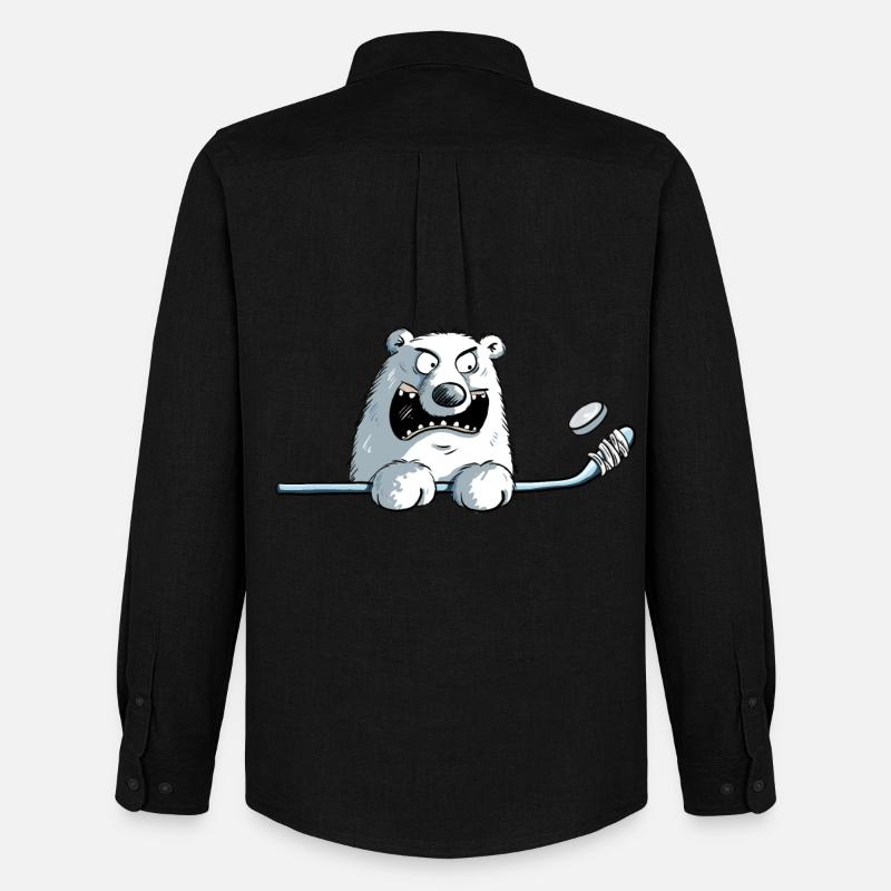 Cooler Eisbär Mit Eishockeyschläger I Eishockey - Männer Oxford Hemd von Stanley/Stella - Schwarz