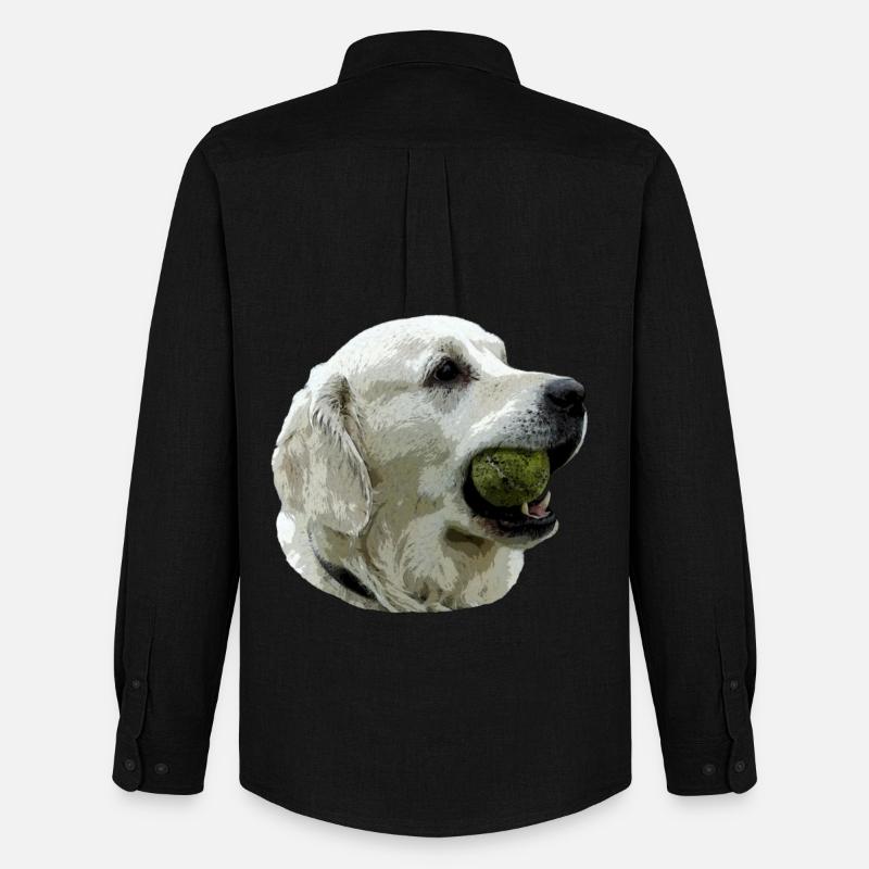Labrador mit Ball - Männer Oxford Hemd von Stanley/Stella - Schwarz
