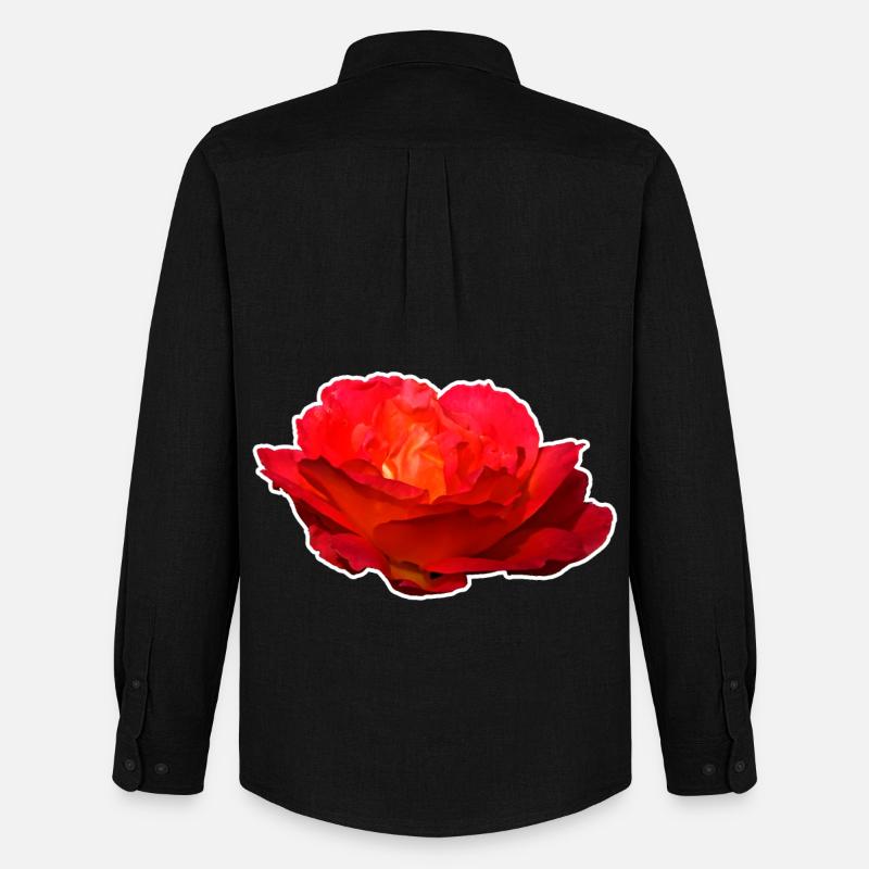 Rote Rose Blume Blüte Geschenk - Männer Oxford Hemd von Stanley/Stella - Schwarz