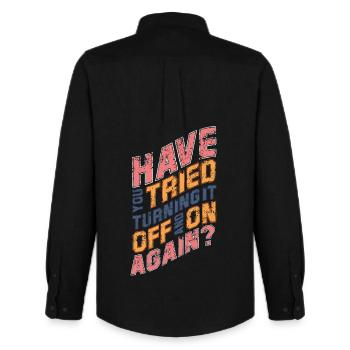 Drôle de dire IT Nerd Geek Computer Humor - Chemise Oxford homme Stanley/Stella - noir - Dos - AI Model Male 185 dark (185cm)