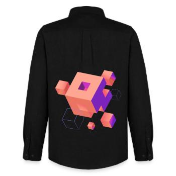 Cube Escher Space Nerd 3D AI Geek Cool PC Techie - Chemise Oxford homme Stanley/Stella - noir - Dos - AI Model Male 185 dark (185cm)