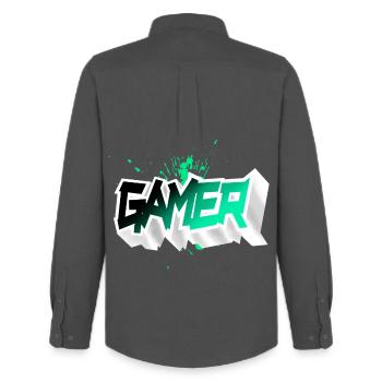 Gamer - Chemise Oxford homme Stanley/Stella - charbon - Dos - AI Model Male 185 dark (185cm)
