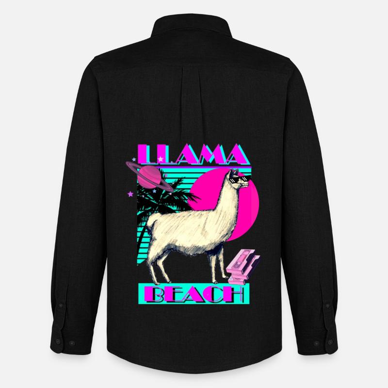 Llama Beach - Männer Oxford Hemd von Stanley/Stella - Schwarz