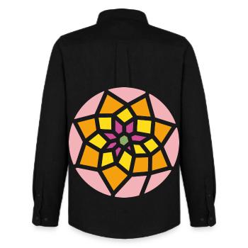 mandala - Männer Oxford Hemd von Stanley/Stella - Schwarz - Hinten - AI Model Male 185 dark (185cm)