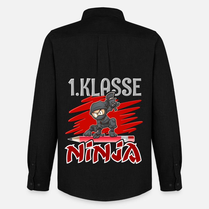 1. Klasse Ninja Einschulung - Männer Oxford Hemd von Stanley/Stella - Schwarz