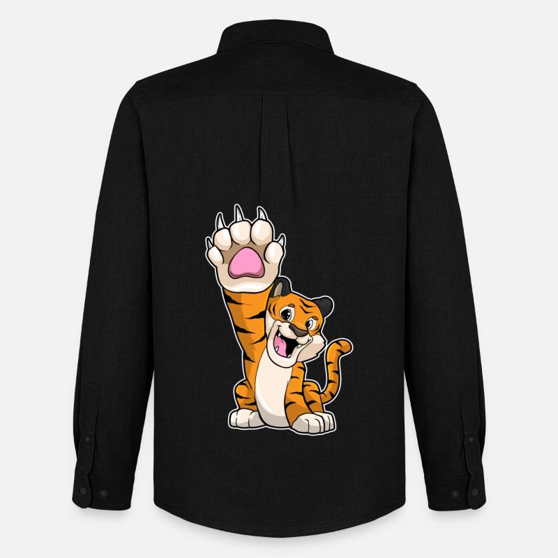 Tiger lustig High five - Männer Oxford Hemd von Stanley/Stella - Schwarz