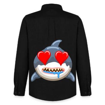 Funny Shark Whale Emoticon Anime Cartoon - Men's Oxford Shirt by Stanley/Stella - black - Back - AI Model Male 185 dark (185cm)
