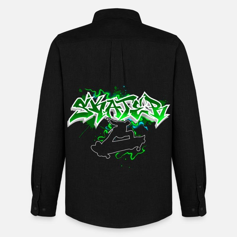 Skater Graffiti - Männer Oxford Hemd von Stanley/Stella - Schwarz
