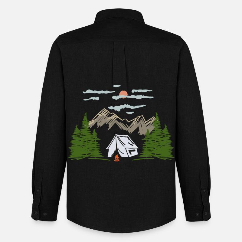 Camping Zelten Bergmotiv Geschenkidee - Männer Oxford Hemd von Stanley/Stella - Schwarz