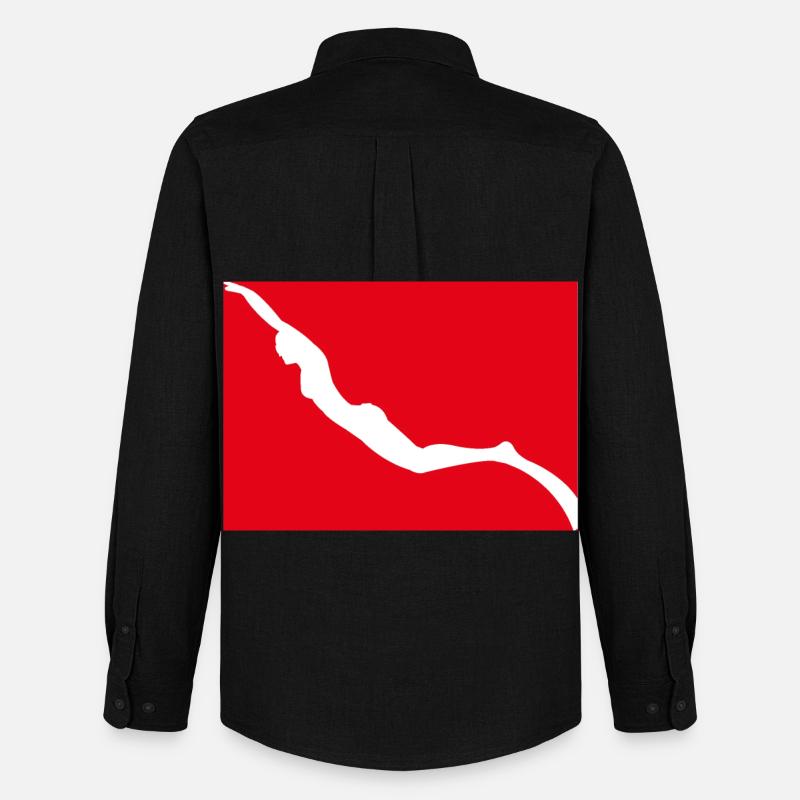 Freitauchflagge mit Mädchen Freediver - Männer Oxford Hemd von Stanley/Stella - Schwarz