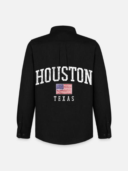 Houston Texas Vintage Flag - Men's Oxford Shirt by Stanley/Stella - black