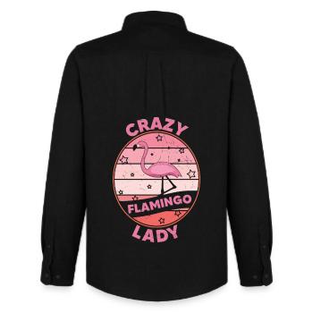 Crazy Flamingo Lady Flamingo Design - Männer Oxford Hemd von Stanley/Stella - Schwarz - Hinten - AI Model Male 185 dark (185cm)